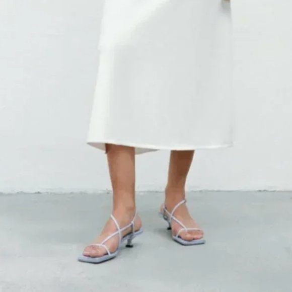 Zara Heeled Leather Sandals with Insole Mauve 7.5 - Picture 4 of 10